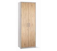 Armadio 2 Ante 2 Ripiani H199 L71 P41 Cm struttura Bianco Ossido frontali Rovere