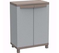 ARMADIO 2 ANTE BASSO IN RESINA CON RATTAN TERRY CM. 68x39x92H GRIGIO TORTORA