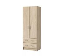 ARMADIO 2 ANTE BATTENTI CON 2 CASSETTI EFFETTO ROVERE 169,5X60,9X41,1 CM