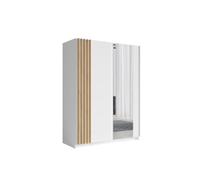 Armadio 2 porte scorrevoli 150 cm - bianco e rovere - Collezione VARIA