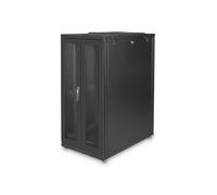 Armadio Rack 19 26 Unita' Linea Server (A)1342 X (L)600 (P)1000Mm. Colore Nero Con Porta Traforata E Ruote