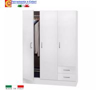 Armadio 3 ante 2 Cassetti Bianco armadietto appendiabiti corridoio Camera Letto