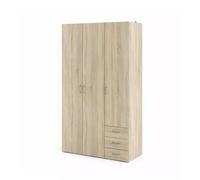 ARMADIO 3 ANTE BATTENTI "SPACE" CON 3 CASSETTI EFFETTO QUERCIA 115,8X49,50X20...