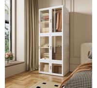 Armadio 69x50x170 cm, mobiletto multiuso con 10 scomparti, 6 ante trasparenti, PP, armadio da camera, guardaroba portatile, bianco, cassettiera, organizer portaoggetti Il materiale PP, sicuro e affida