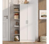 Armadio 90x55x170 cm Doppia Anta Ripiani Cassetti Bianco