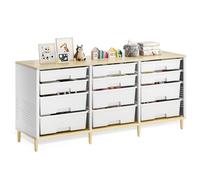 Armadio a 12 cassetti con piano in legno, salvaspazio per soggiorno, camera da letto, ufficio, aula, sala giochi e sala bricolage (bianco)