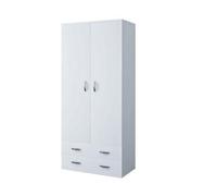 ARMADIO A 2 ANTE CON CASSETTI BIANCO NOBILITATO MELAMINICO CM.80x52xH170