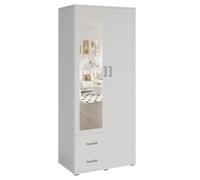 Armadio a 2 ante con specchio TOM - Dimensioni H185 x L80 x P52 cm - Colore Bianco - Stile Design