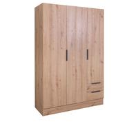 Armadio a 3 ante battenti e 2 cassetti PACIANO in laminato, LAP 119,3x184x46,3cm