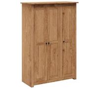 Armadio a 3 ante in legno di pino massiccio 118 × 50 × 171,5 cm con asta appendiabiti e 4 ripiani per camera da letto, spogliatoio, guardaroba, spazio compatto in stile rustico