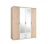 Armadio a 4 ante battenti CREMONA con 2 cassetti e specchio, in laminato.