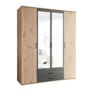 Armadio a 4 ante battenti CREMONA con 2 cassetti e specchio, in laminato.