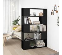 Armadio a libro divisorio nero 100 x 24 x 155 cm in legno ingegnerizzato, scaffalature, librerie e ripiani in piedi