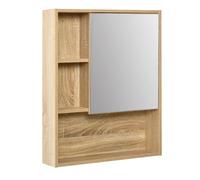 Armadio a specchio Kleankin mobile da bagno a parete con ripiano regolabile in altezza ripiani aperti 60x15x76cm grana di quercia