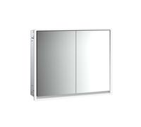 Armadio a specchio luminoso emco loft, 800 mm, 2 ante, modello da incasso,