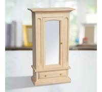 Armadio a Specchio per Guardaroba in Legno Non Verniciato per Modellini di