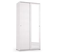 ARMADIO ABITI MULTIUSO 2 ANTE SCORREVOLI SPECCHIO L90xP45xH195 CM SLIDE BIANCO