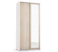 ARMADIO ABITI MULTIUSO 2 ANTE SCORREVOLI SPECCHIO L90xP45xH195 CM SLIDE ROVERE