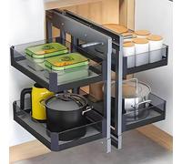 Armadio ad angolo cieco estraibile per cucina girevole a doppio ripiano indipendente per armadi da 900 mm a 1000 mm, soluzione salvaspazio.