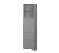 Armadio ad angolo per il bagno, con scomparti aperti, regolabile, chiusura magnetica, impermeabile, facile da pulire, stile minimalista, salvaspazio (grigio)