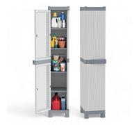 Armadio alto con 4 ripiani regolabili per esterni in termoplastico resistente alla pioggia grigio chiaro