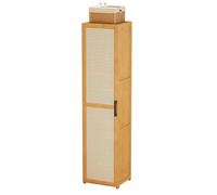 Armadio alto e sottile in bambù, design ad angolo salvaspazio con porta verticale scarpiera per spazi stretti soluzione elegante per la casa