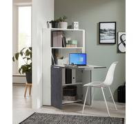 Armadio Angolare con Scrivania a Scomparsa 56x56x35x140h cm Dalia Bianco/Report Grigio