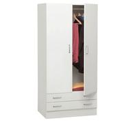 Armadio Appendiabiti 2 Ante e 2 Cassetti Guardaroba Mobile in Legno cm82X46X184h
