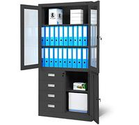 Armadio Archivio C042 Armadio per ufficio in metallo con 4 cassetti verniciatura a polvere 185 cm x 90 cm x 40 cm (A x L x P) (Antracite)