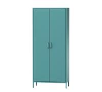 Jan Nowak Flavio Armadio Camera da Letto in Metallo- FLAVIO | Armadio 2 Ante con Ripiani, Asta Appendiabiti, Chiusura Magnetica | Guardaroba Scintillante per Cameretta | 80 x 185 x 45 cm | Azzurro