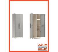 Armadio Armadietto per da Esterno in Resina Portascope Giardino Veranda 2 Ante w