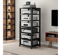 armadio audio hifi rack mobile Mensola HiFi a 7 livelli da 21,7 * 15,7 * 51,6 pollici, supporto for supporti AV e DVD, amplificatore HiFi Regal resistente con ripiani regolabili(Nero)