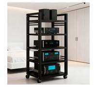 armadio audio hifi rack mobile Mensola HiFi for rack audio, 55*40*100 cm, rack e supporti stereo in legno, torre multimediale mobile con ripiani regolabili in altezza, centro di intrattenimento(Nero)