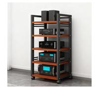 armadio audio hifi rack mobile Mensola HiFi for rack audio, 55*40*100 cm, rack e supporti stereo in legno, torre multimediale mobile con ripiani regolabili in altezza, centro di intrattenimento(Brown)