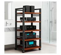 armadio audio hifi rack mobile Rack audio HIFI a 5 livelli for amplificatore, ricevitore, giradischi, altoparlante, giradischi, apparecchiature multimediali, studio di registrazione domestico(Brown)