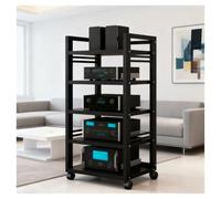 armadio audio hifi rack mobile Rack audio HIFI a 5 livelli for amplificatore, ricevitore, giradischi, altoparlante, giradischi, apparecchiature multimediali, studio di registrazione domestico(Nero)