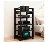 armadio audio hifi rack mobile Supporto for altoparlanti ad alta resistenza con ruote, console multimediale for home theater, amplificatore e lettore CD, scaffale portaoggetti for ricevitore AV(Nero)
