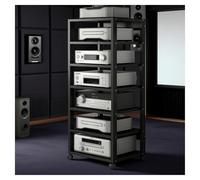 armadio audio hifi rack mobile Supporto for giradischi Audio Rack HiFi, supporto for supporti audio a 7 livelli, supporto for giradischi in vinile con ruote a 360 gradi for amplificatore(Nero)