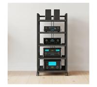 armadio audio hifi rack mobile Supporto rack audio Hi-Fi a 5 livelli, mobiletto portaoggetti for componenti AV, giradischi e supporti, mobiletto rack audio, scaffale AV, tavolo TV(Nero)