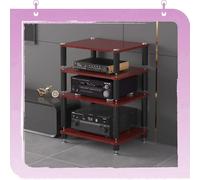 Armadio AV a 4 livelli, moderno rack per amplificatori e apparecchiature audio, centro multimediale aperto e supporto angolare, finitura noce chiaro