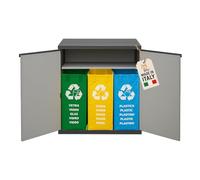 Armadio Basso 2 Ante per Raccolta Differenziata 68x39,5x85 cm AKITAINK - Mobile in Plastica con Ripiano, Resistente e Pratico per Casa, Garage e Giardino