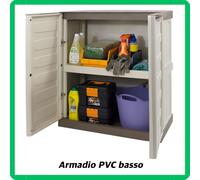 armadio basso da balcone per esterno giardino in plastica resina 2 ante multiuso