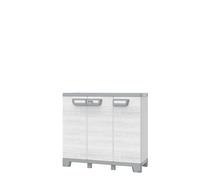 Armadio basso da esterno 3 ante Sequoia in plastica 102x39x94 cm Grigio - Chiaro