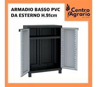 Armadio basso da per esterno giardino in pvc plastica resina 2 ante multiuso 680
