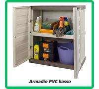 armadio basso da per esterno giardino in pvc plastica resina 2 ante multiuso b