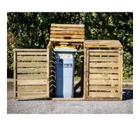 Armadio Basso in Legno 2 Ante Mobile per Secchi Raccolta Differenziata Giardino
