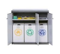 Garofalo Armadio basso in plastica 3 porte e 3 vassoi di riciclaggio - Beige