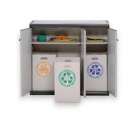 Armadio basso per secchi raccolta differenziata 3 ante in resina scik cm 93,6x39x86h