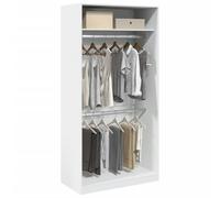 Armadio bianco 100 x 50 x 200 cm in legno con 2 scomparti, armadietto per vestiti, materiale resistente, elegante e compatto per piccoli spazi