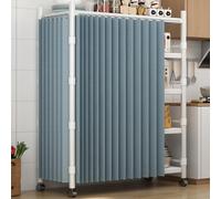 Armadio blu con ante scorrevoli, senza porte, con tende antipolvere, per cucina, biblioteca, dispensa, lavanderia, organizer (binario 160 cm x H 180 cm)